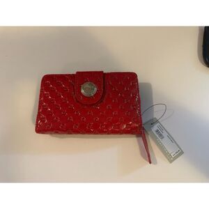 NWT Kenneth Cole Quilted Pvc Reduced Clutch Wallet Cherry Red